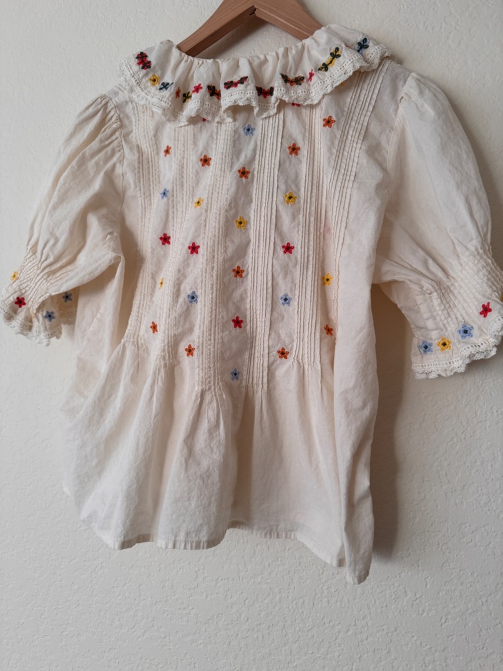 Ruffle Blouse Peter Pan Collar Blouse Floral Hettie Cotton - Picture 3 of 4